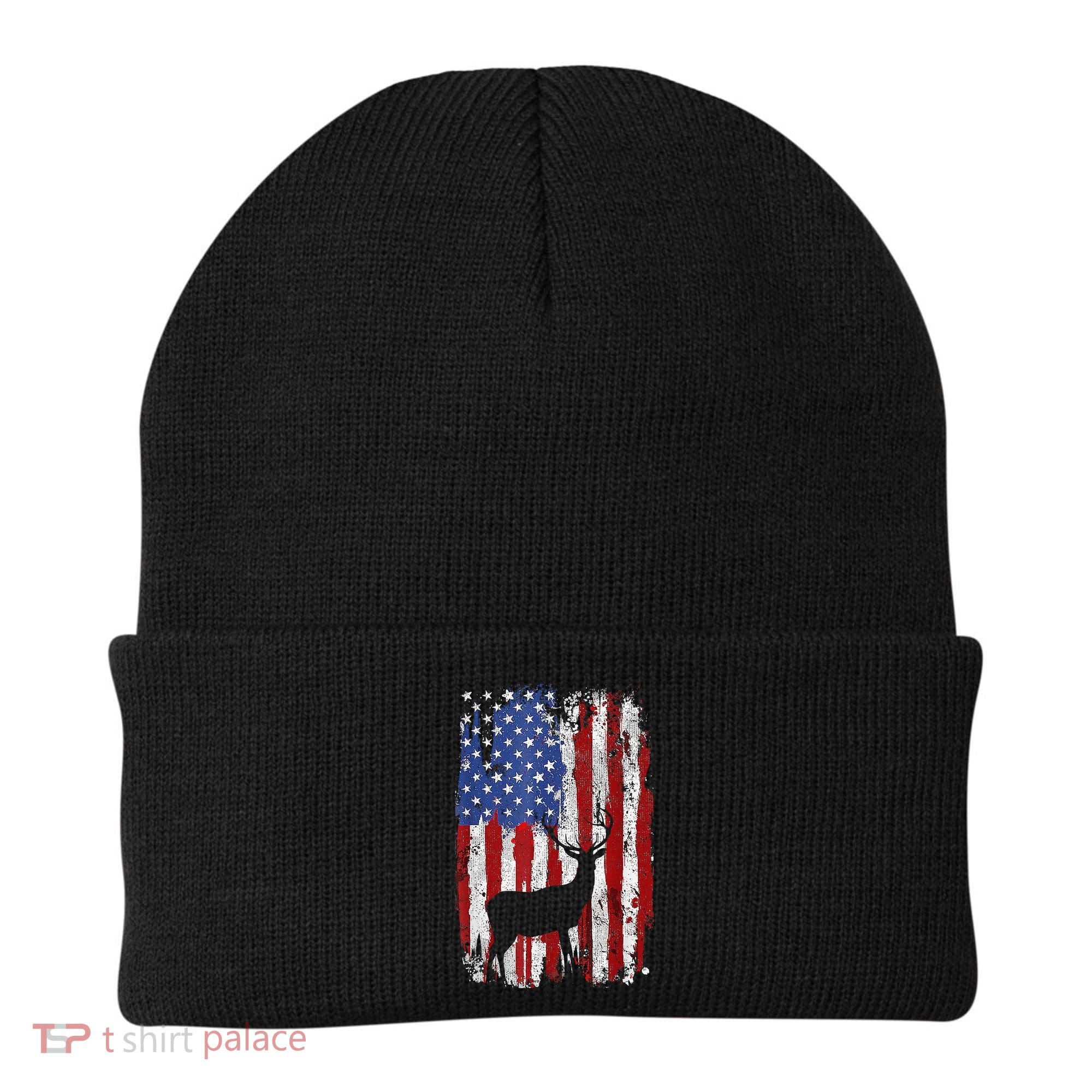 American Flag Deer Hunters Deer on American Flag Beanie