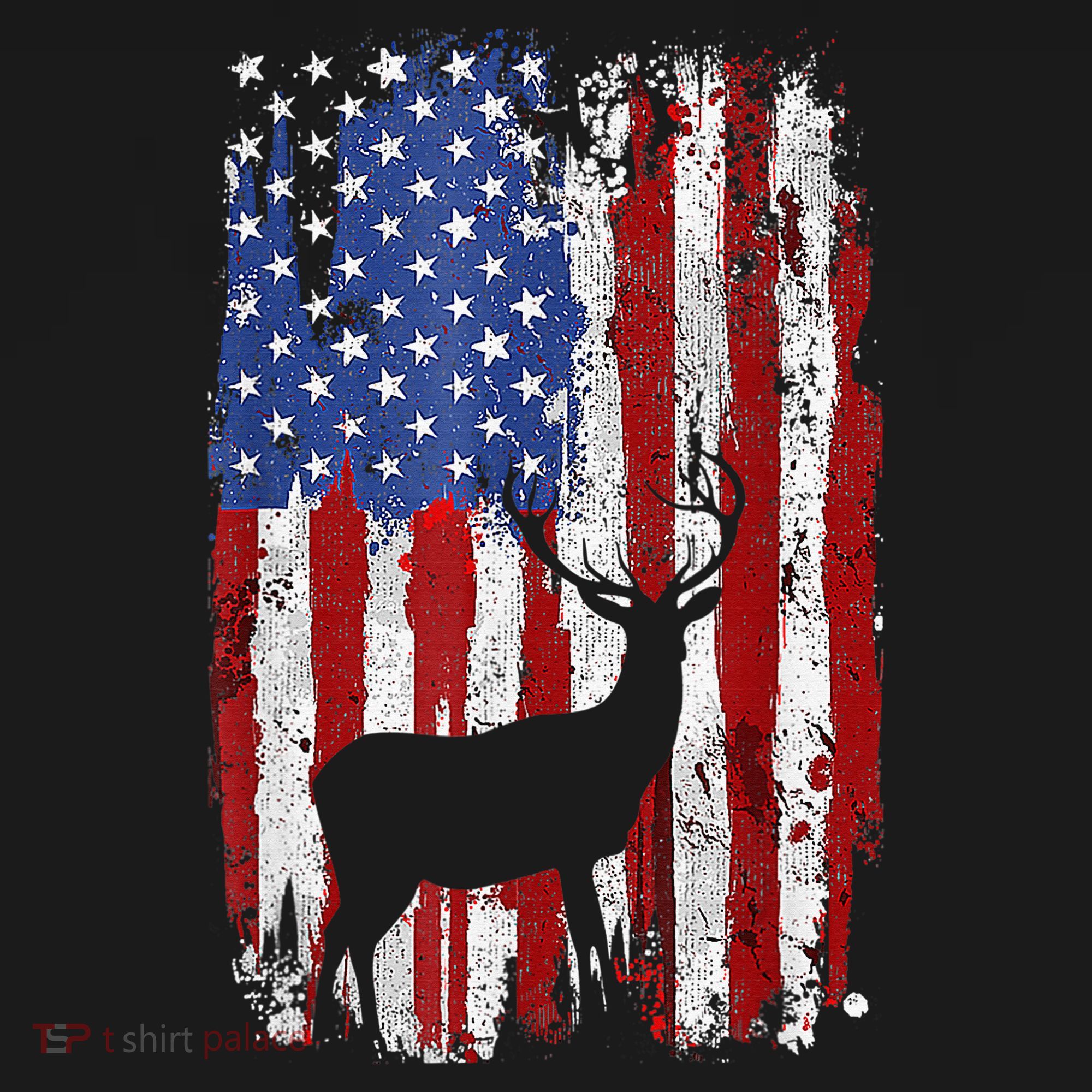 American Flag Deer Hunters Deer on American Flag Coaster