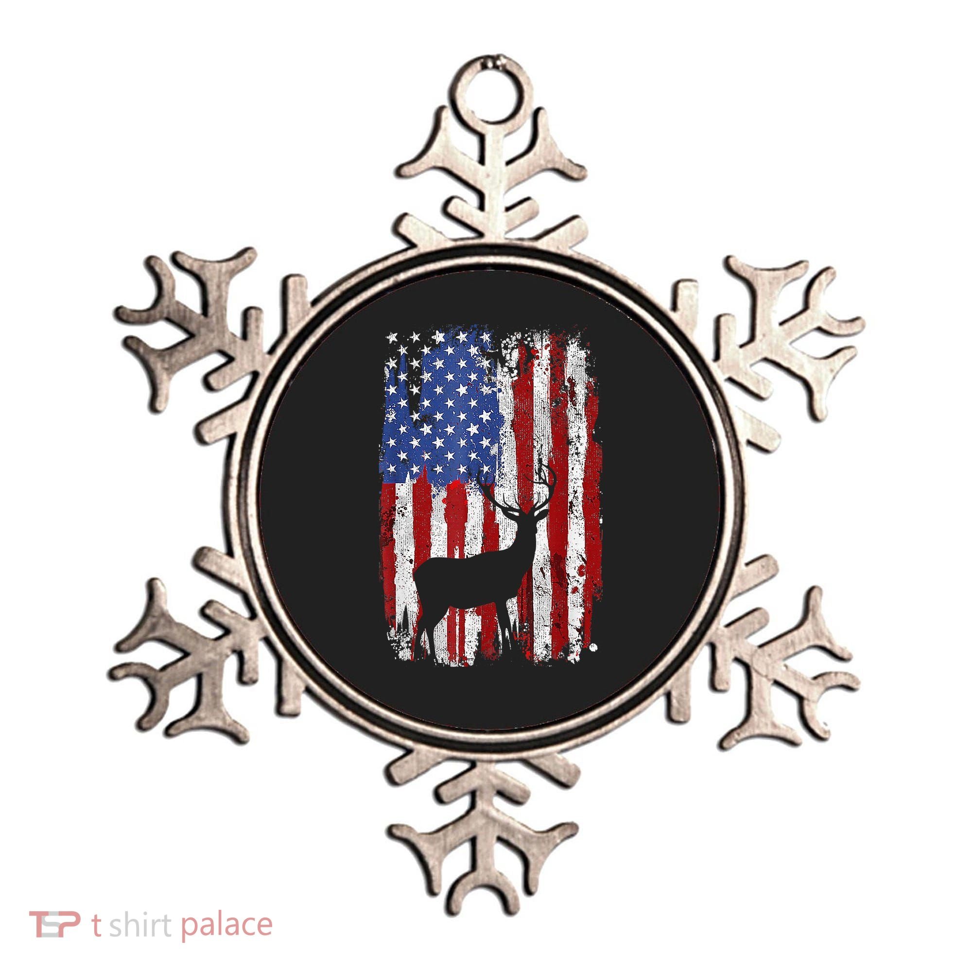 American Flag Deer Hunters Deer on American Flag Ornament