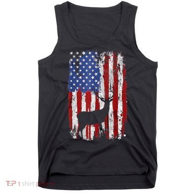 American Flag Deer Hunters Deer on American Flag Tank Top