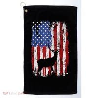American Flag Deer Hunters Deer on American Flag Golf Towel thumb 0