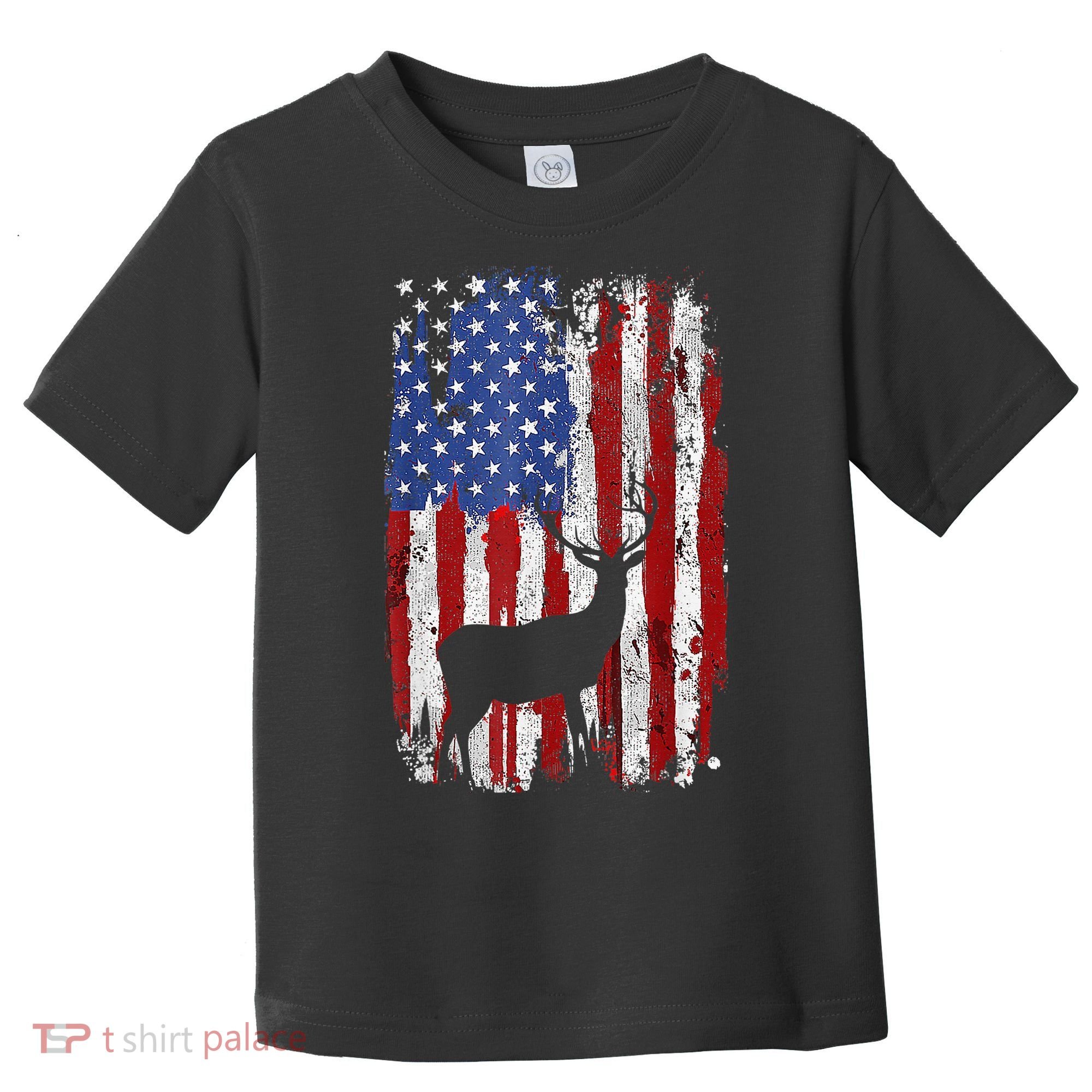 American Flag Deer Hunters Deer on American Flag Toddler T-Shirt