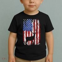 American Flag Deer Hunters Deer on American Flag Toddler T-Shirt thumb 2
