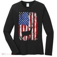 American Flag Deer Hunters Deer on American Flag Women's Long Sleeve Shirt thumb 0