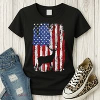 American Flag Deer Hunters Deer on American Flag Women's T-Shirt thumb 3