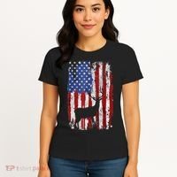 American Flag Deer Hunters Deer on American Flag Women's T-Shirt thumb 4