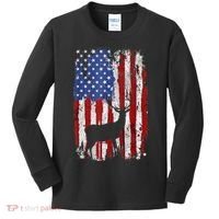 American Flag Deer Hunters Deer on American Flag Kids Long Sleeve Shirt thumb 0