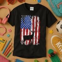 American Flag Deer Hunters Deer on American Flag Kids T-Shirt thumb 3