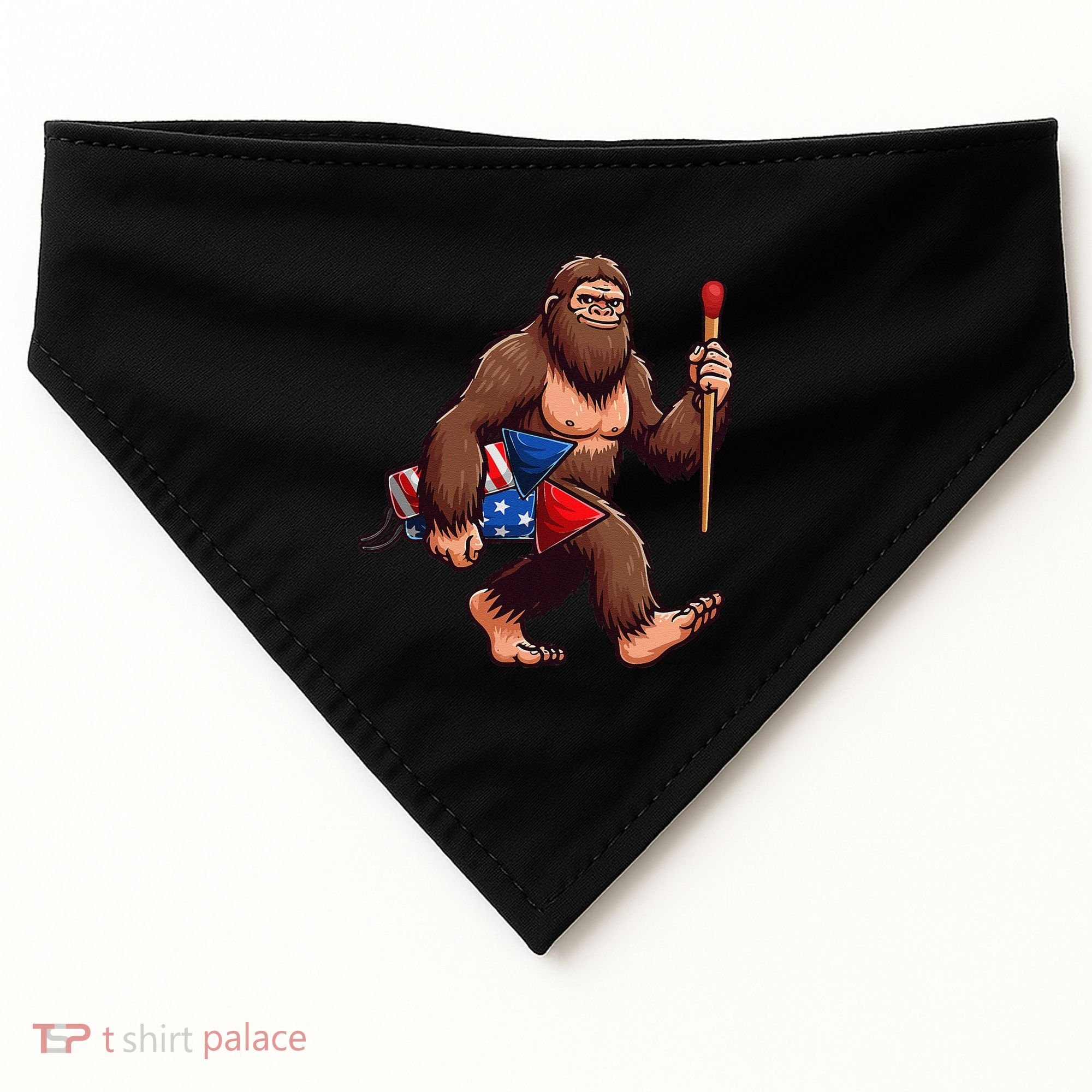 Assistant Fireworks Director 4th July Party Bigfoot Funny USA-Made Doggie Bandana