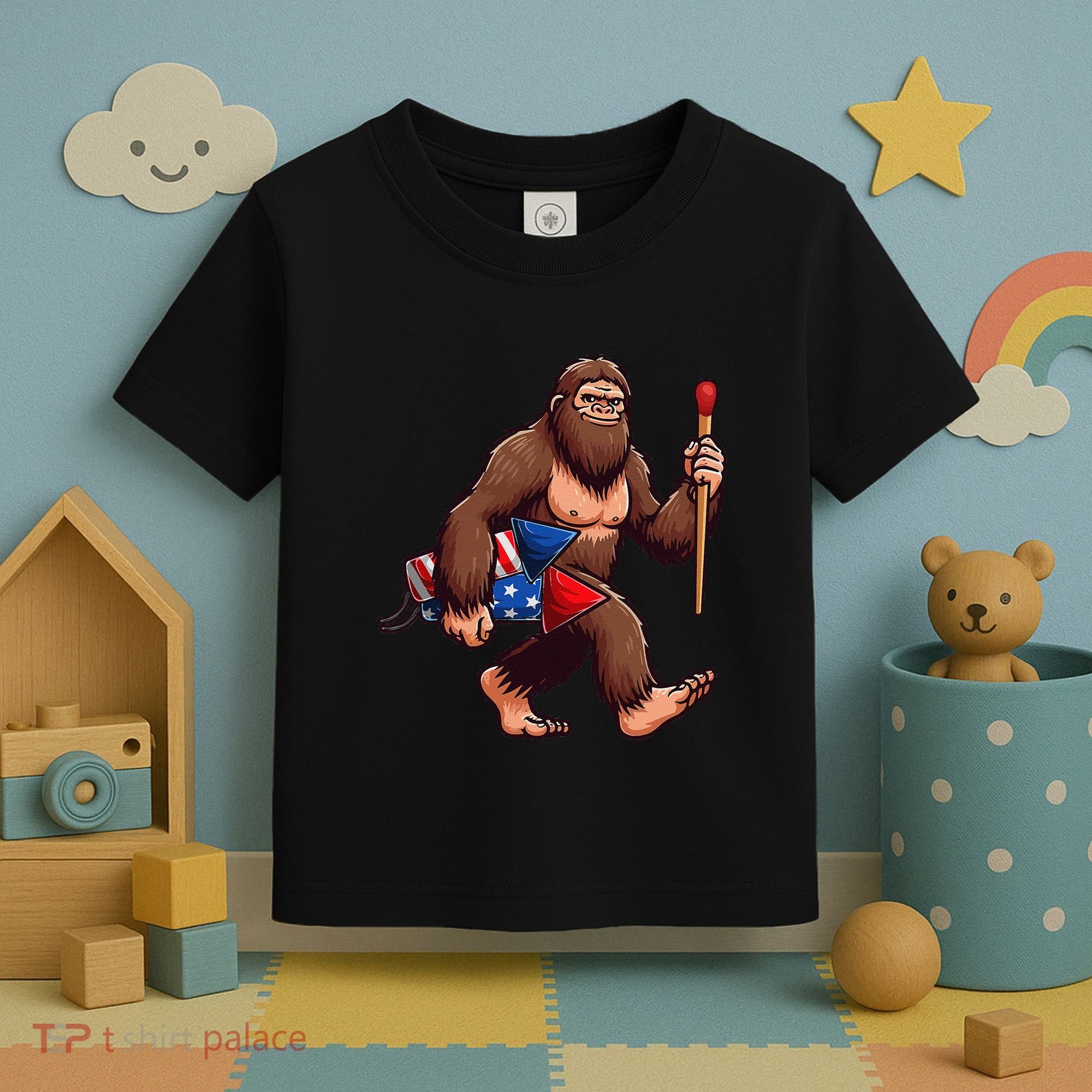 Assistant Fireworks Director 4th July Party Bigfoot Funny Toddler T-Shirt