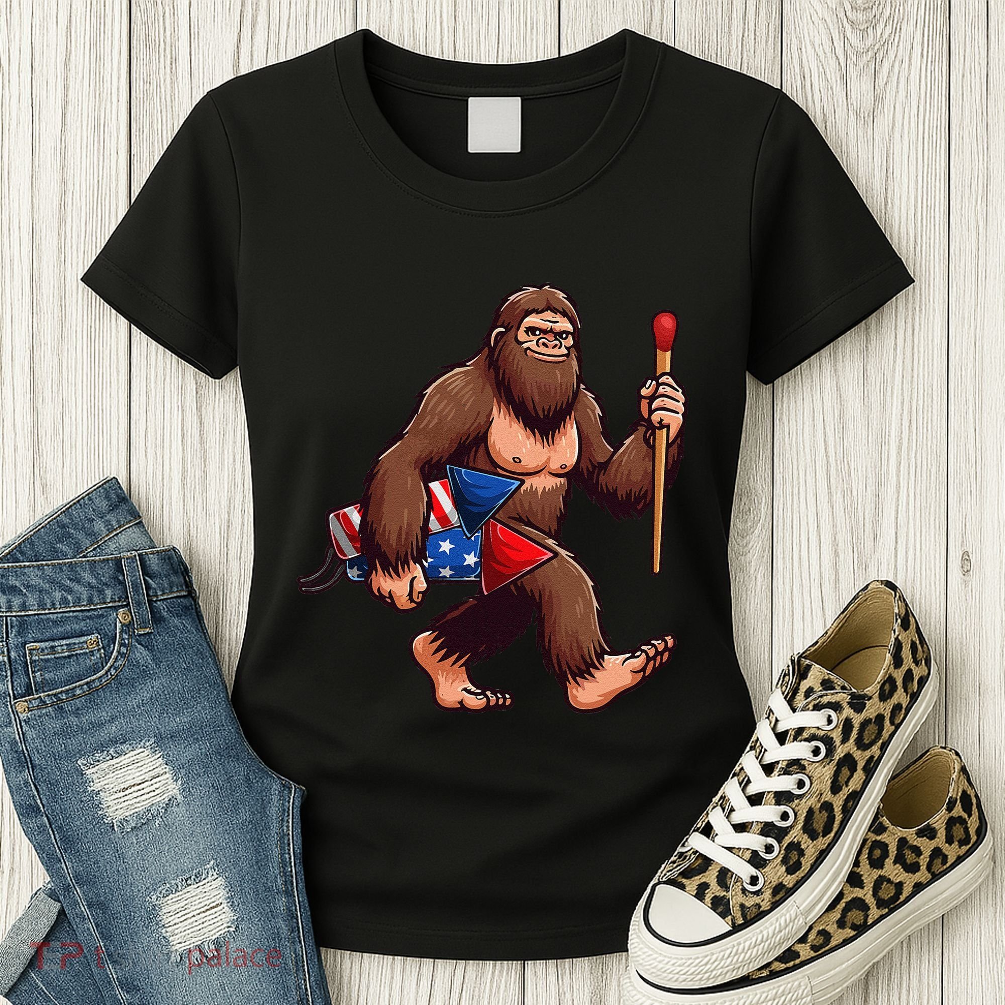 Assistant Fireworks Director 4th July Party Bigfoot Funny Women's T-Shirt