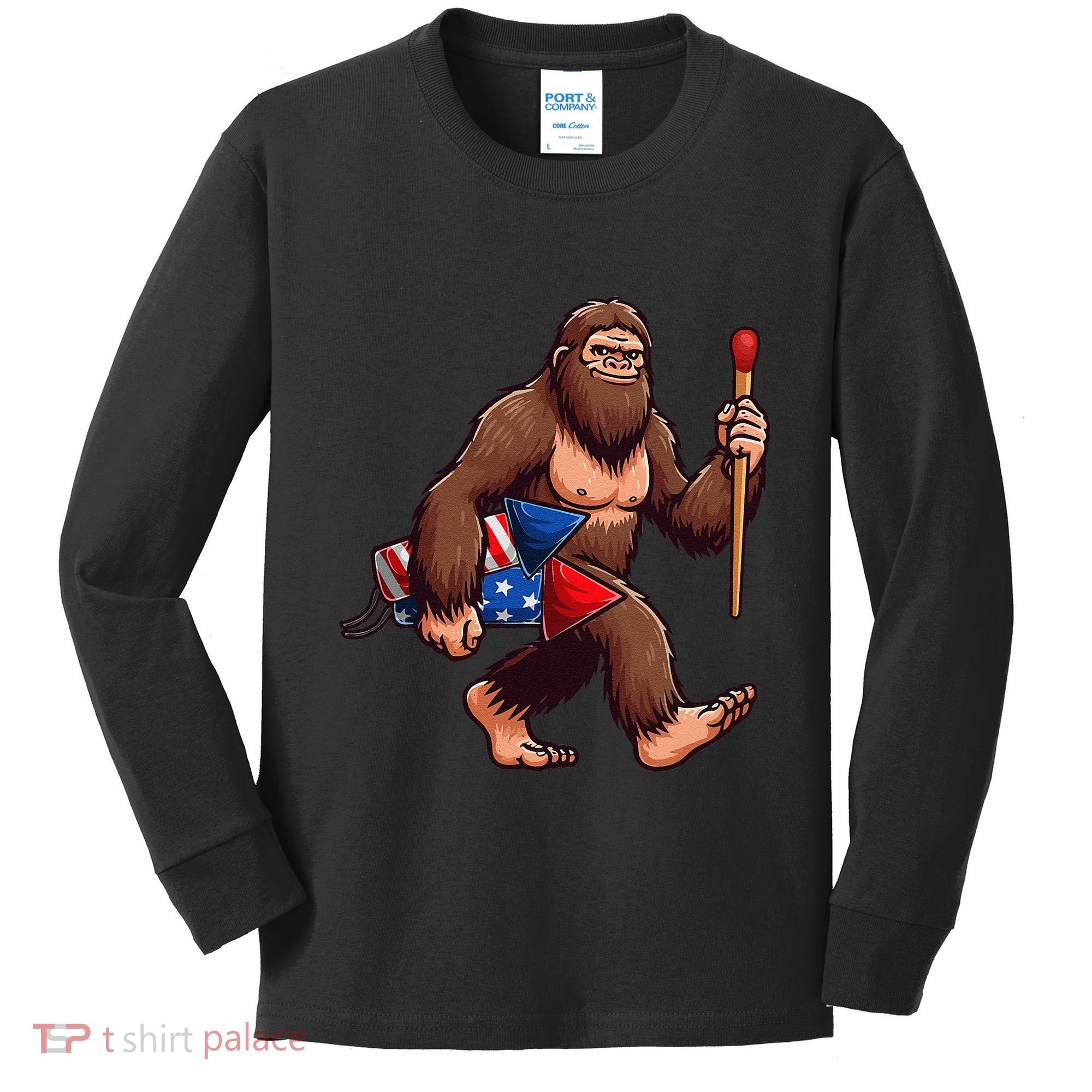 Assistant Fireworks Director 4th July Party Bigfoot Funny Kids Long Sleeve Shirt