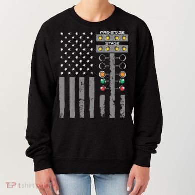 American Flag Drag Racing Strip Tree Light For Dragster Women's Sweatshirt
