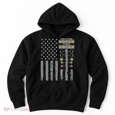 American Flag Drag Racing Strip Tree Light For Dragster Hoodie