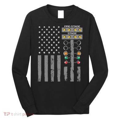 American Flag Drag Racing Strip Tree Light For Dragster Long Sleeve Shirt