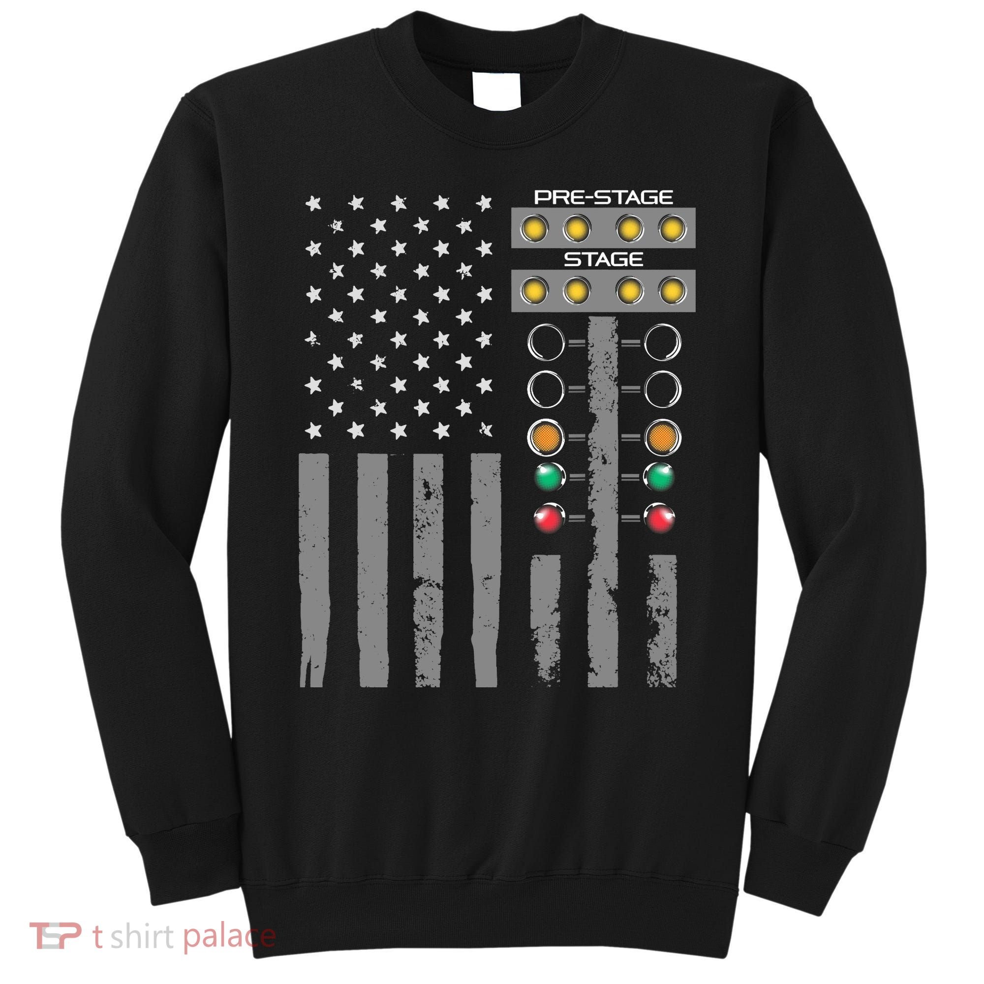 American Flag Drag Racing Strip Tree Light For Dragster Sweatshirt