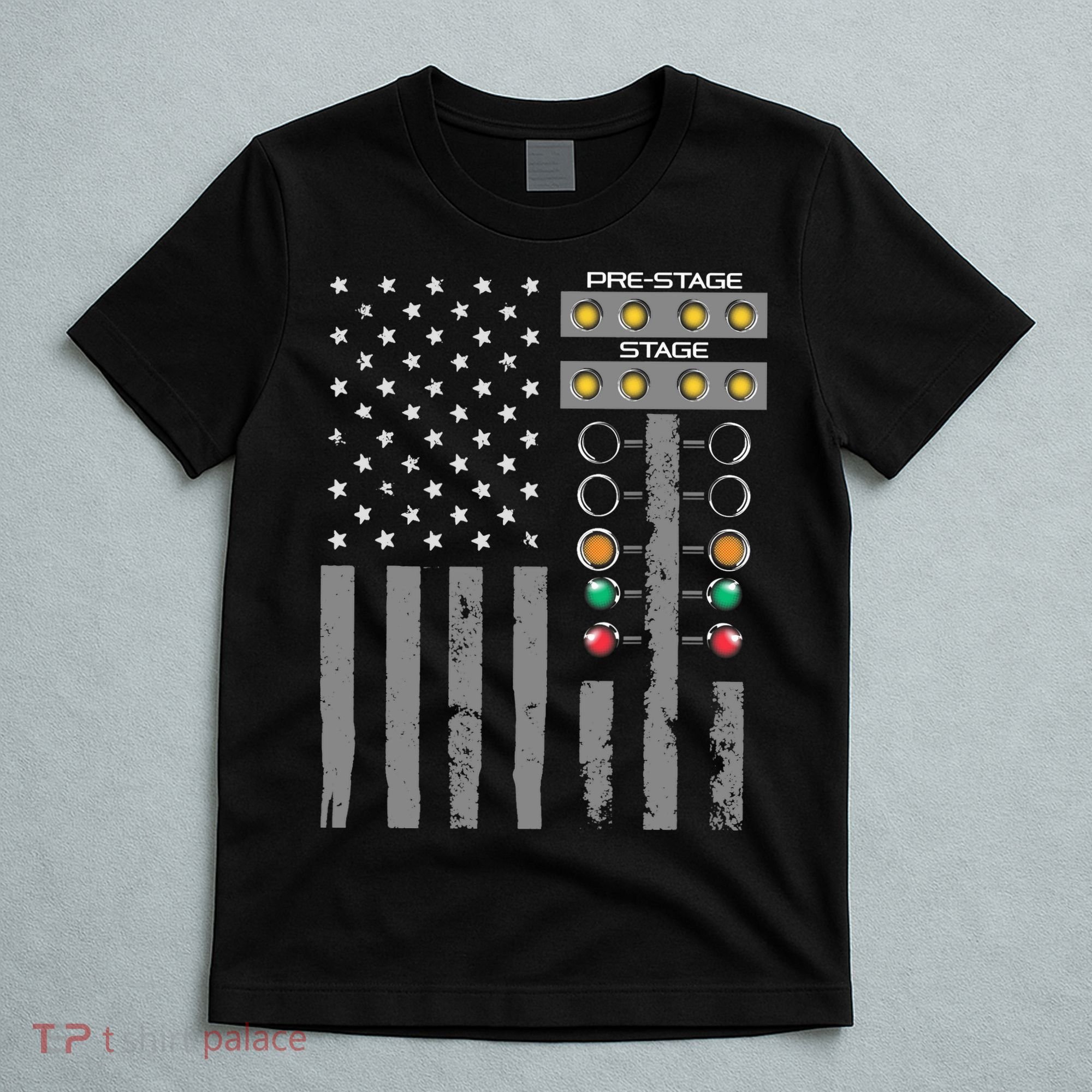 American Flag Drag Racing Strip Tree Light For Dragster T-Shirt