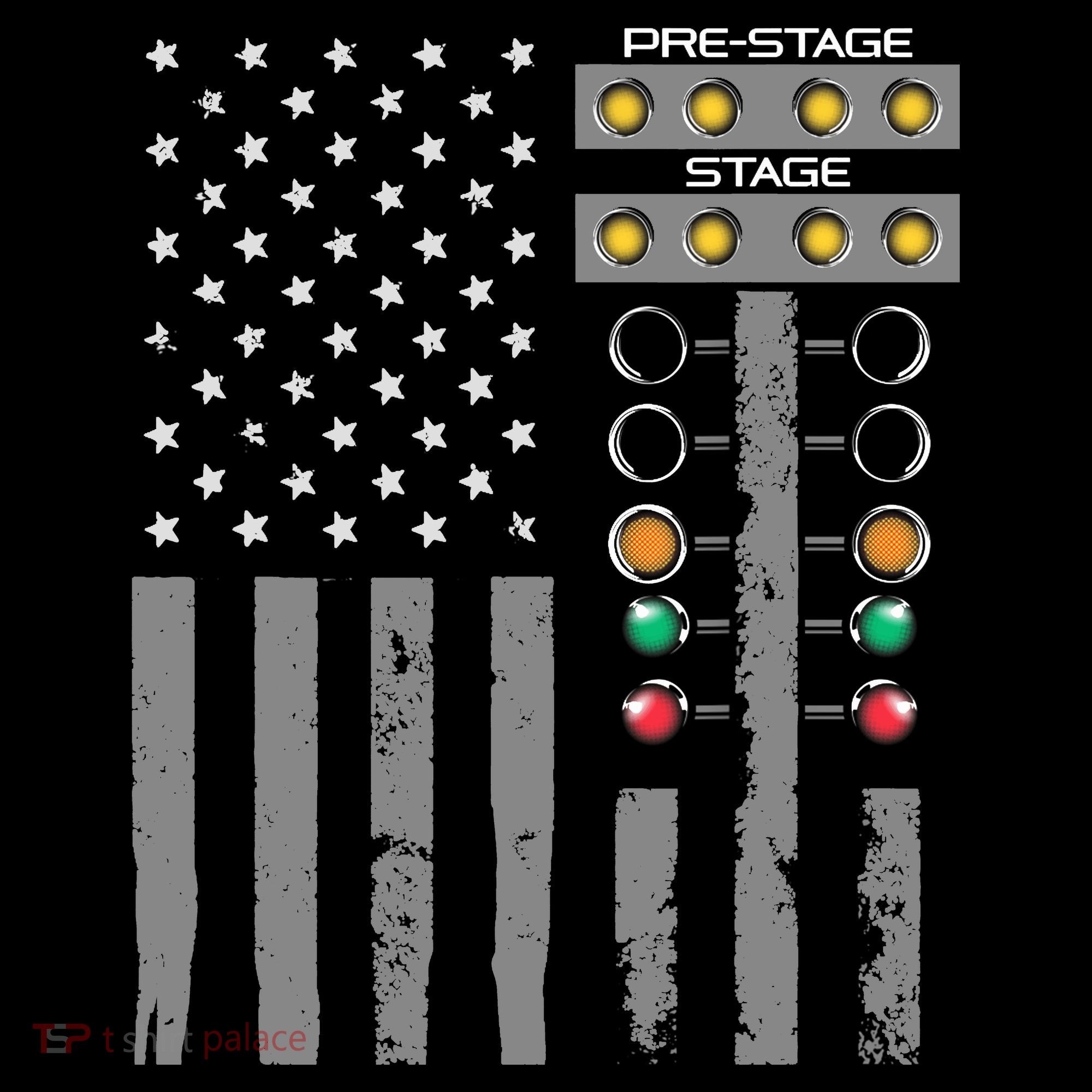 American Flag Drag Racing Strip Tree Light For Dragster T-Shirt