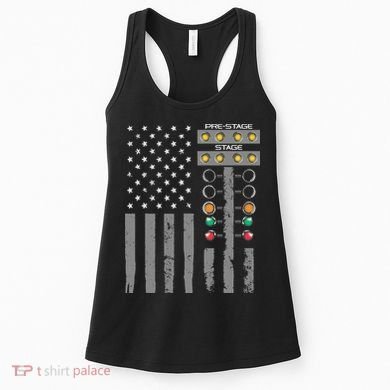 American Flag Drag Racing Strip Tree Light For Dragster Women's Tank Top