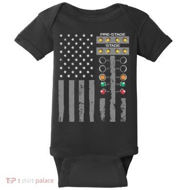 American Flag Drag Racing Strip Tree Light For Dragster Baby Bodysuit