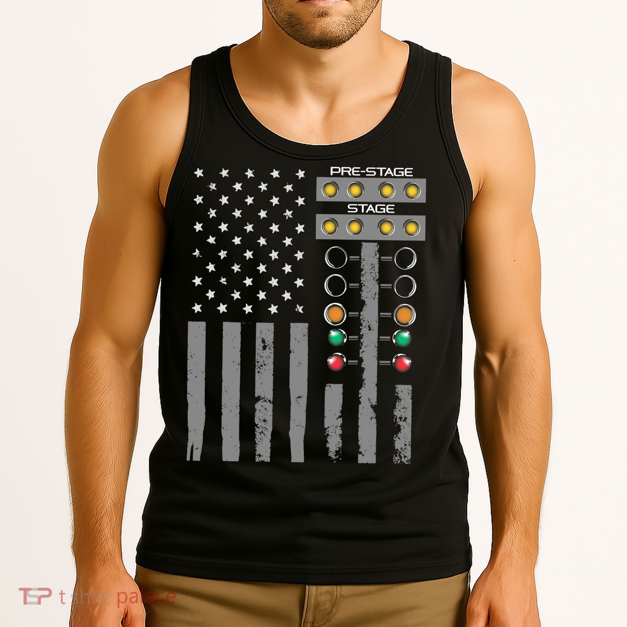 American Flag Drag Racing Strip Tree Light For Dragster Tank Top