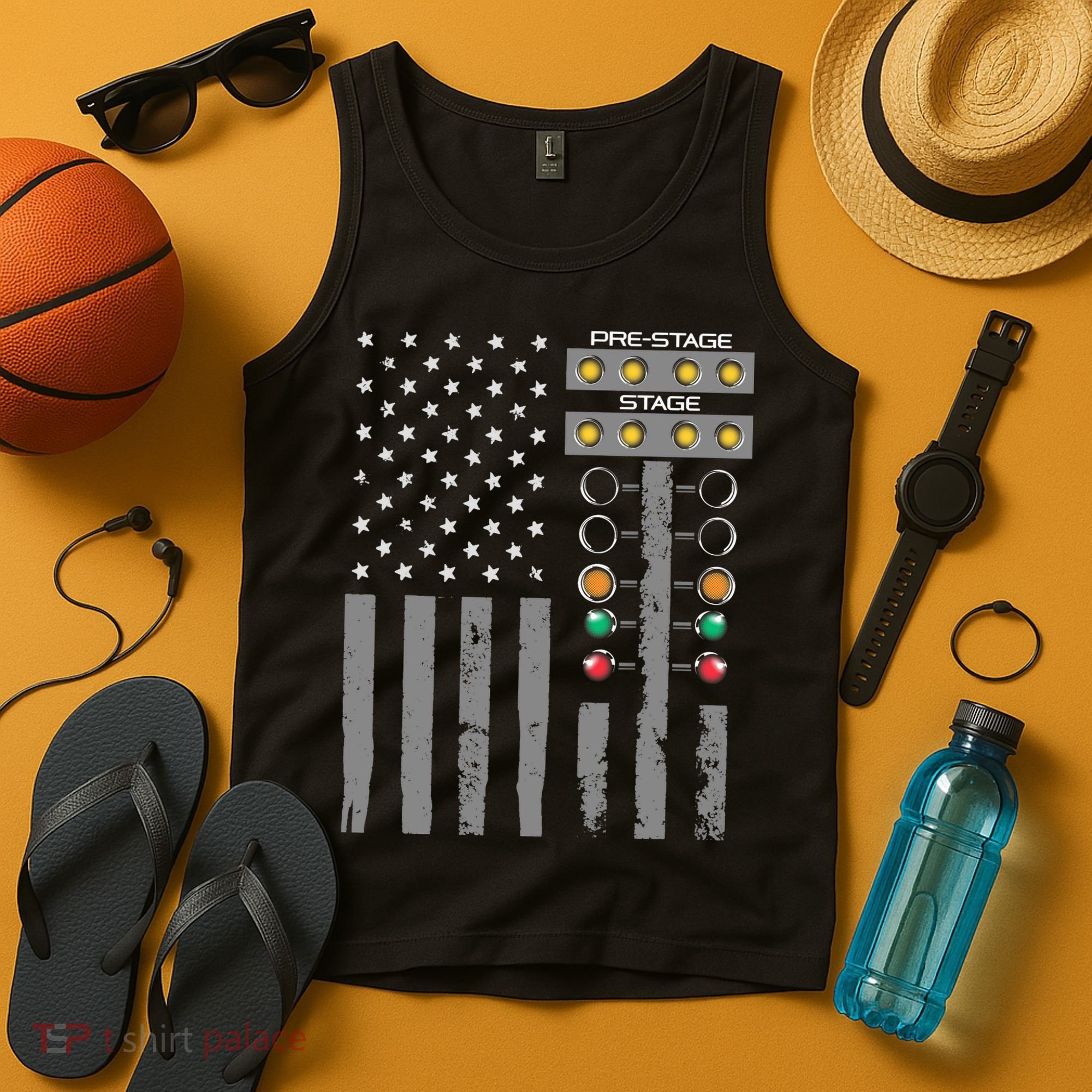 American Flag Drag Racing Strip Tree Light For Dragster Tank Top