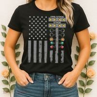 American Flag Drag Racing Strip Tree Light For Dragster Women's T-Shirt thumb 2
