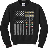 American Flag Drag Racing Strip Tree Light For Dragster Kids Sweatshirt thumb 0