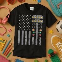 American Flag Drag Racing Strip Tree Light For Dragster Kids T-Shirt thumb 3