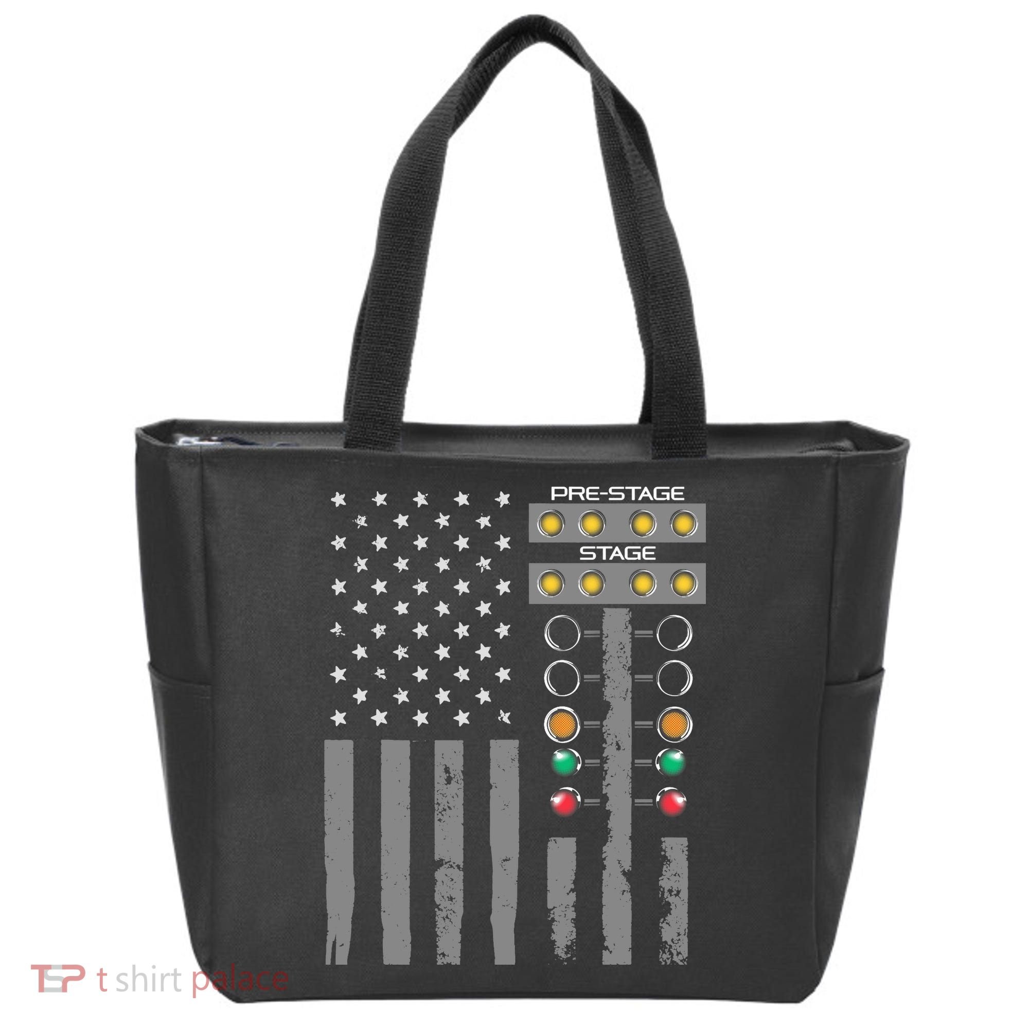 American Flag Drag Racing Strip Tree Light For Dragster Tote Bag