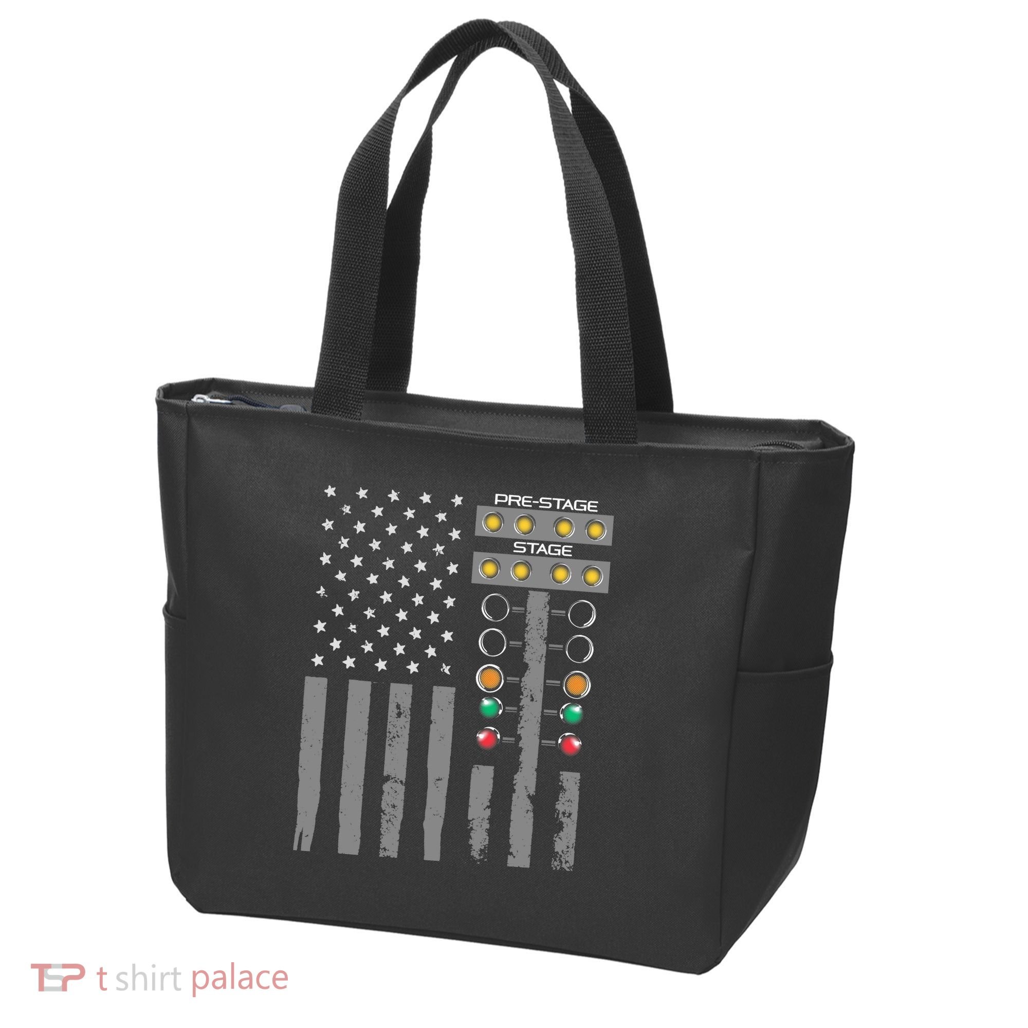 American Flag Drag Racing Strip Tree Light For Dragster Tote Bag