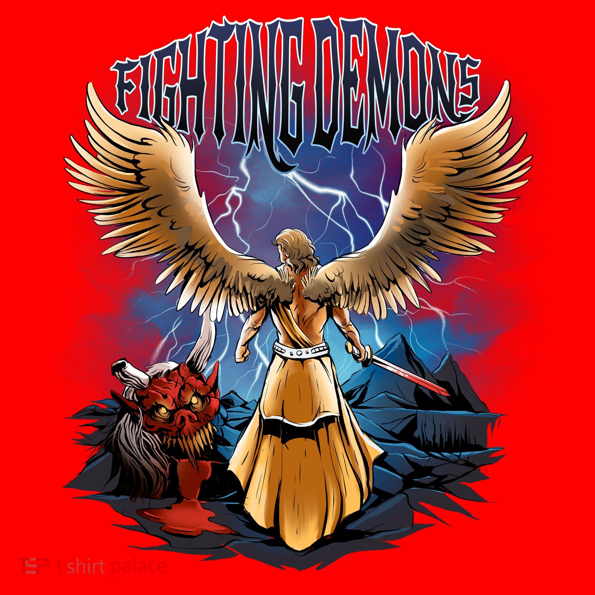 Angel Fighting Demons Santa Hat