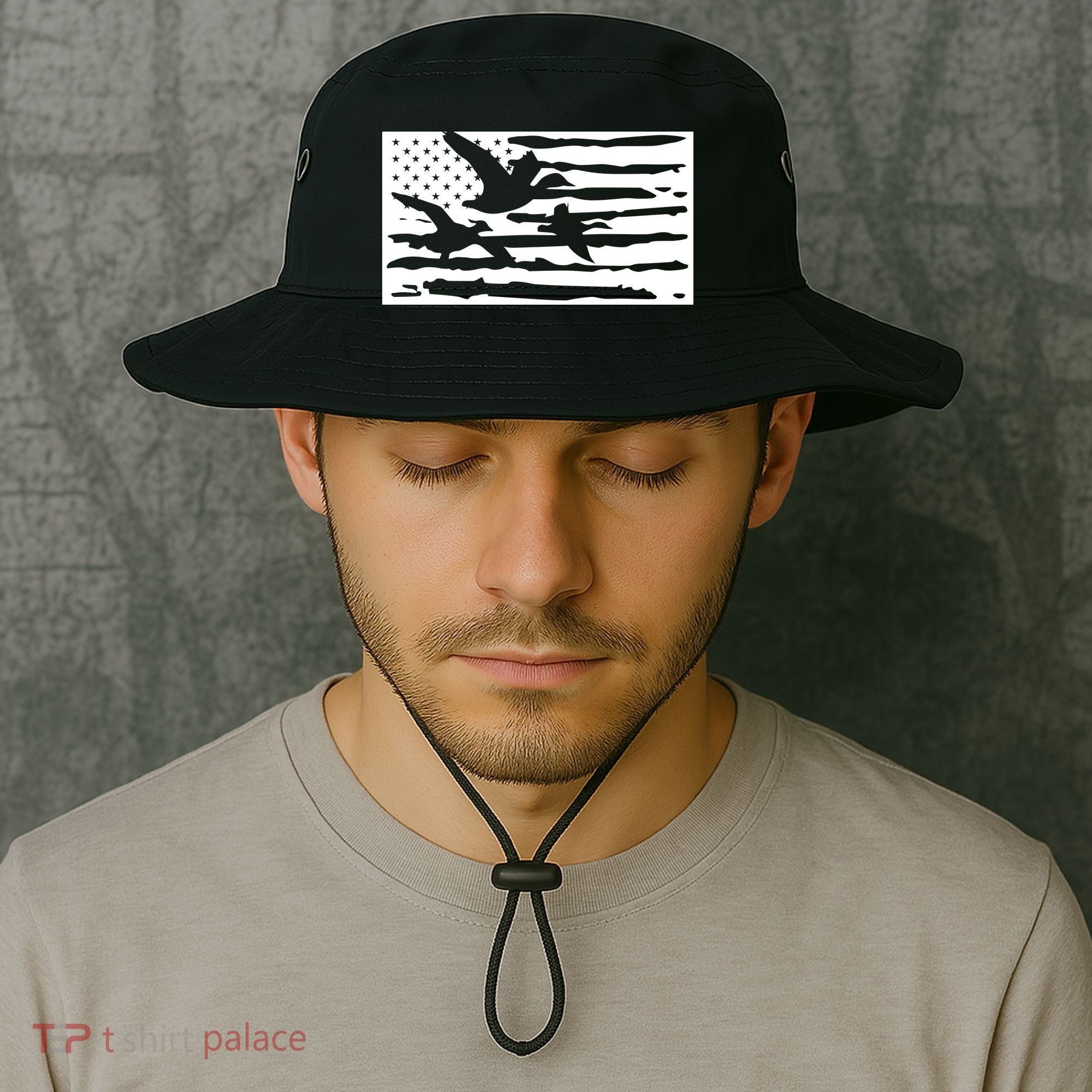 American Flag Duck Hunter Bucket Hat