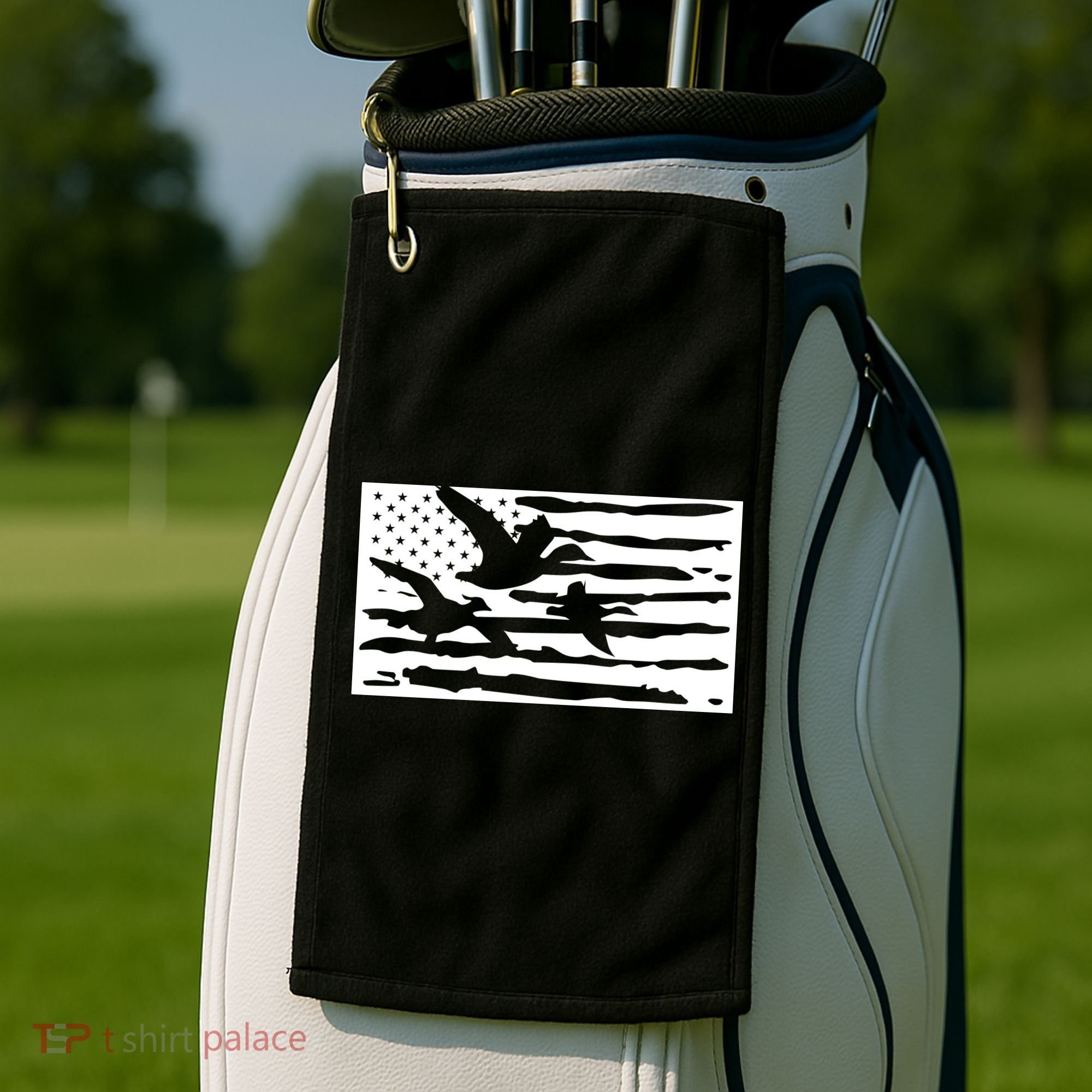 American Flag Duck Hunter Golf Towel