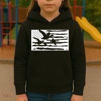American Flag Duck Hunter Kids Hoodie thumb 3