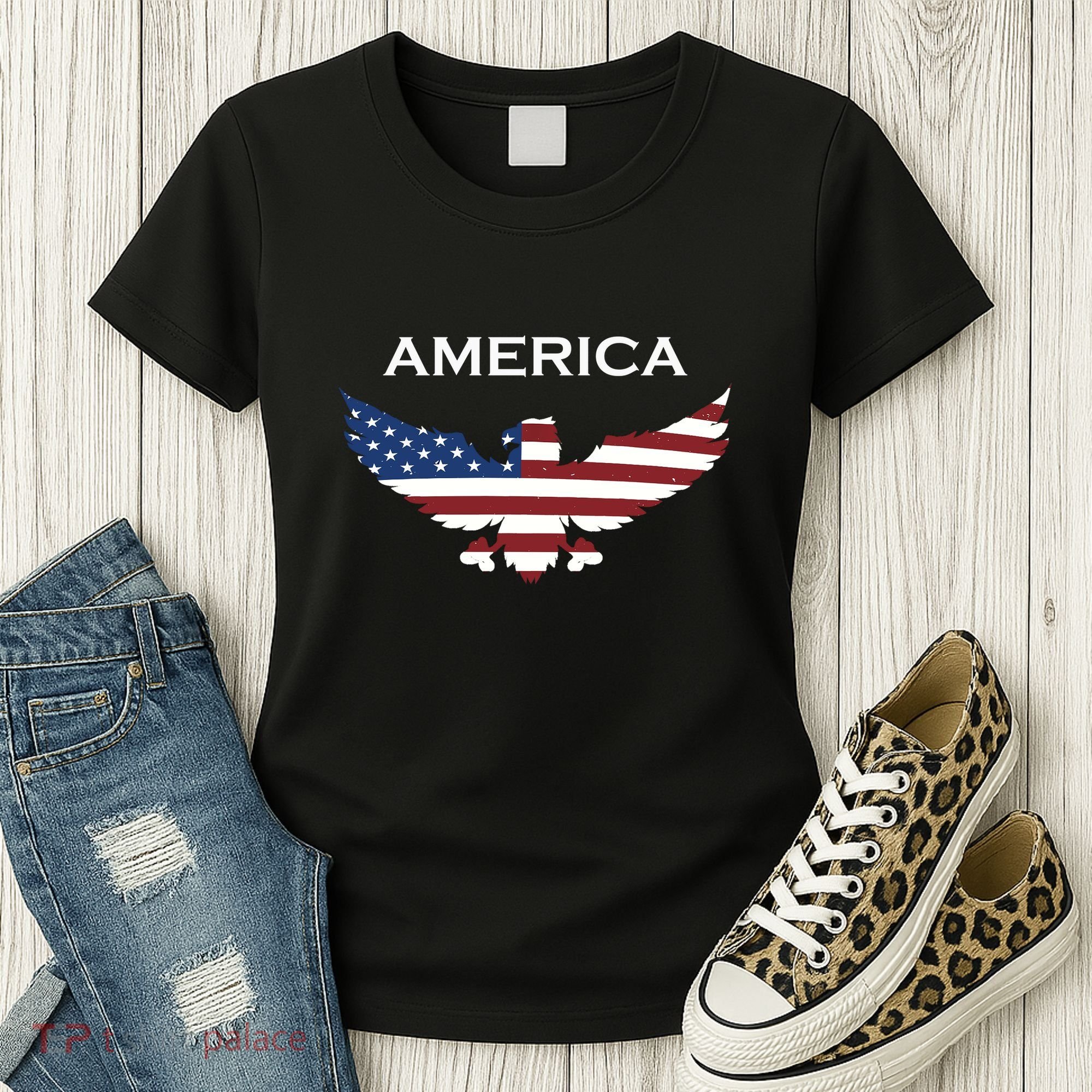 American Flag Eagle Women's T-Shirt