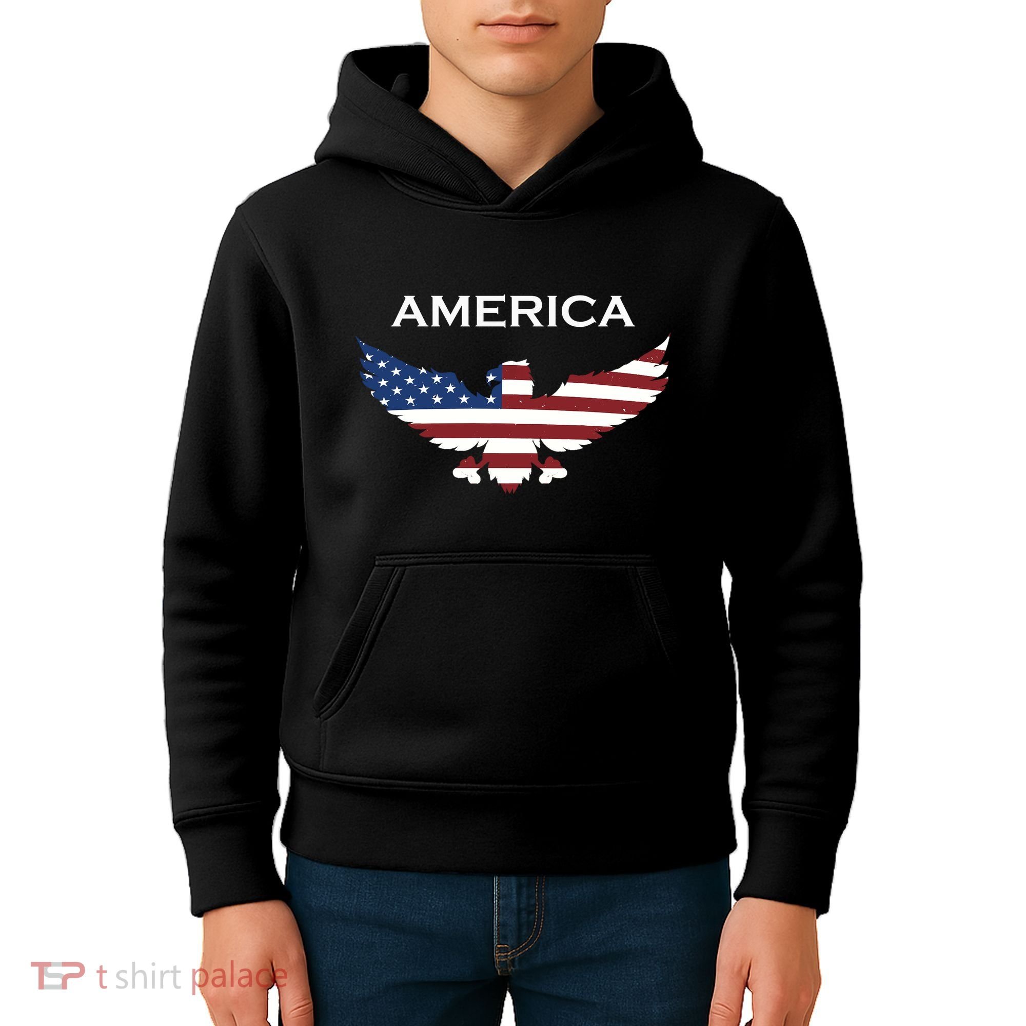 American Flag Eagle Kids Hoodie