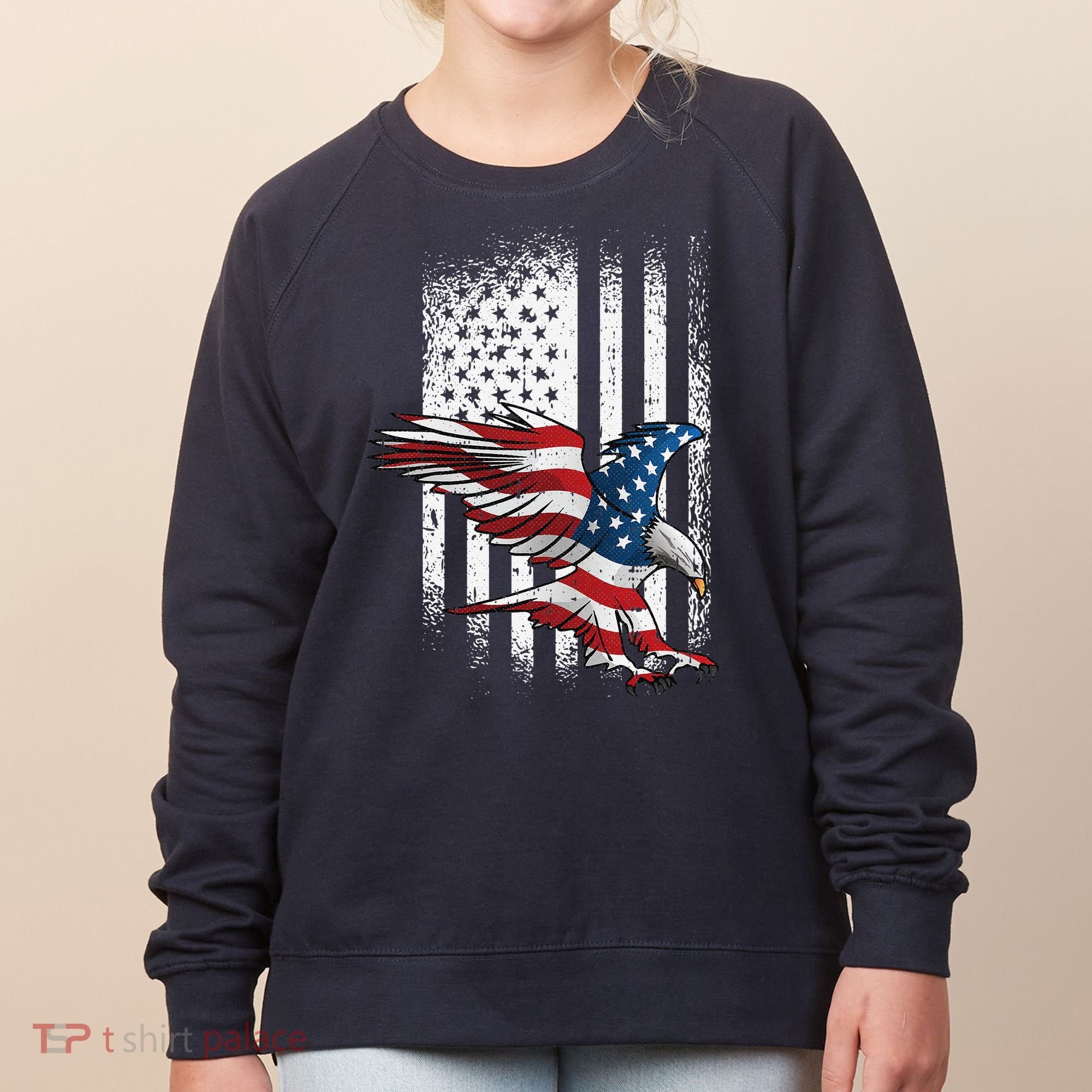 American Flag Eagle 4th Of July Independence Day Patriotic Women's Sweatshirt