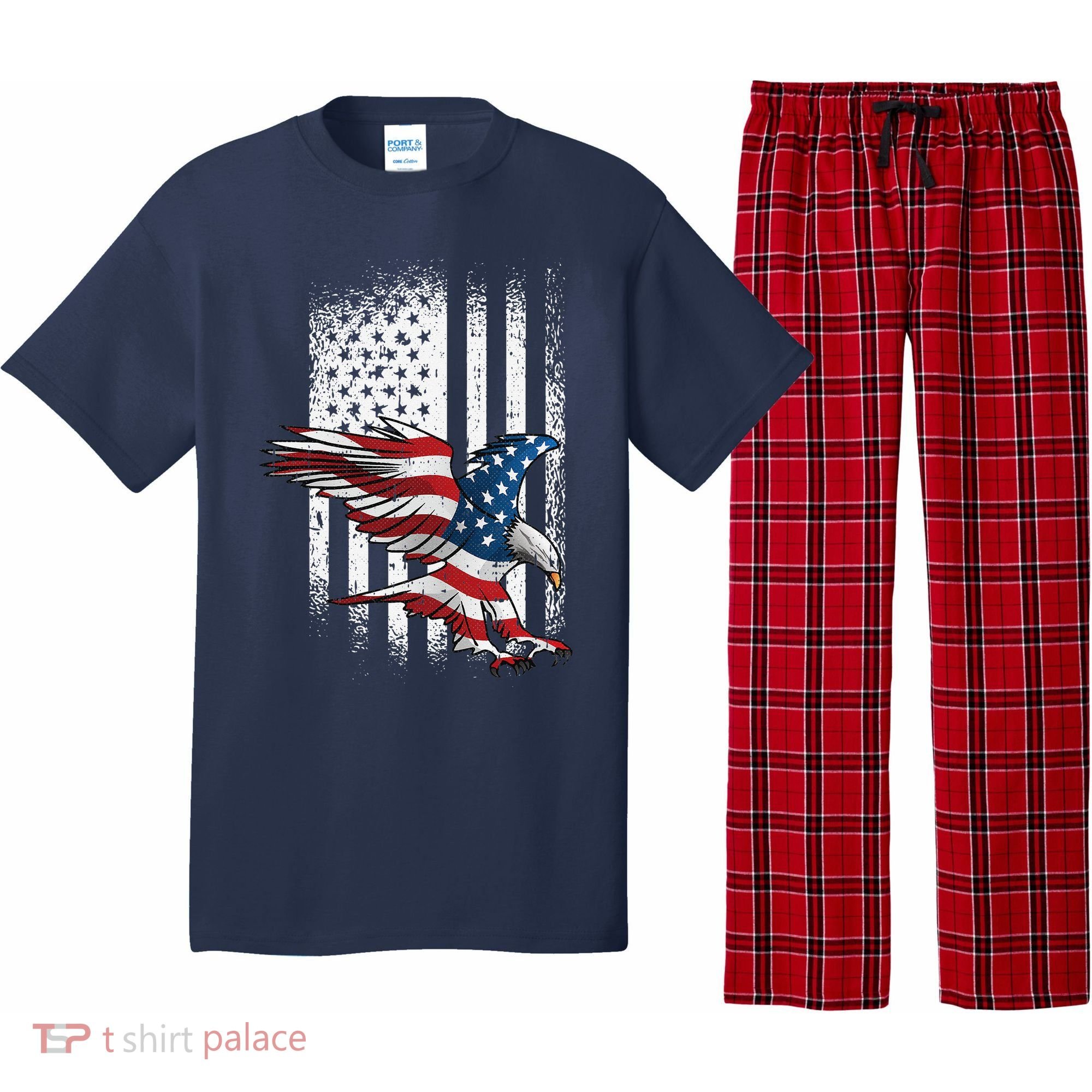 American Flag Eagle 4th Of July Independence Day Patriotic Pajama Set