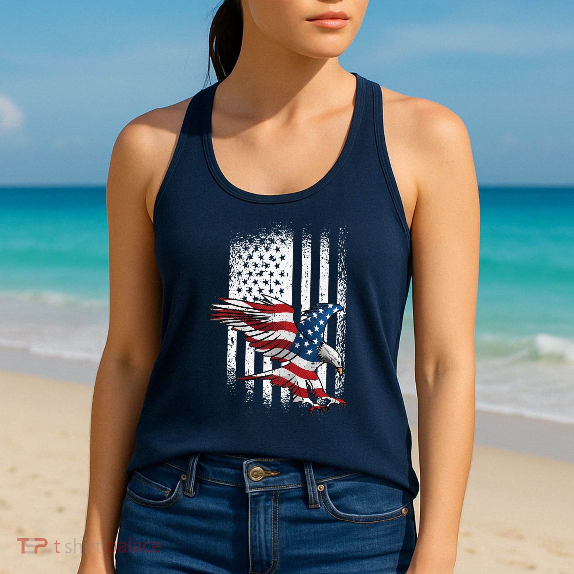 American Flag Eagle 4th Of July Independence Day Patriotic Women's Tank Top