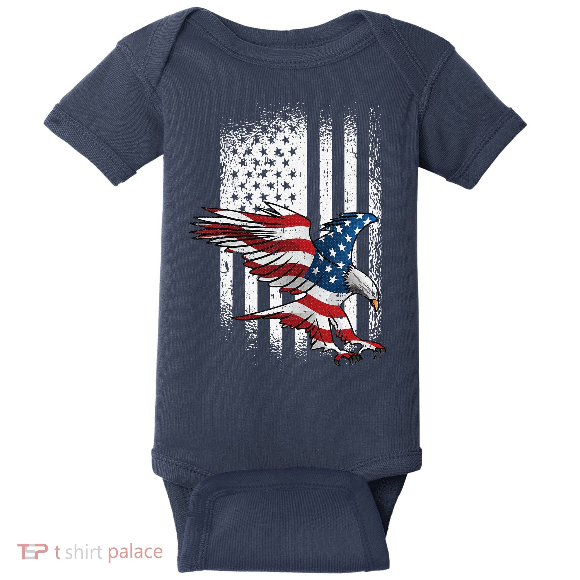 American Flag Eagle 4th Of July Independence Day Patriotic Baby Bodysuit