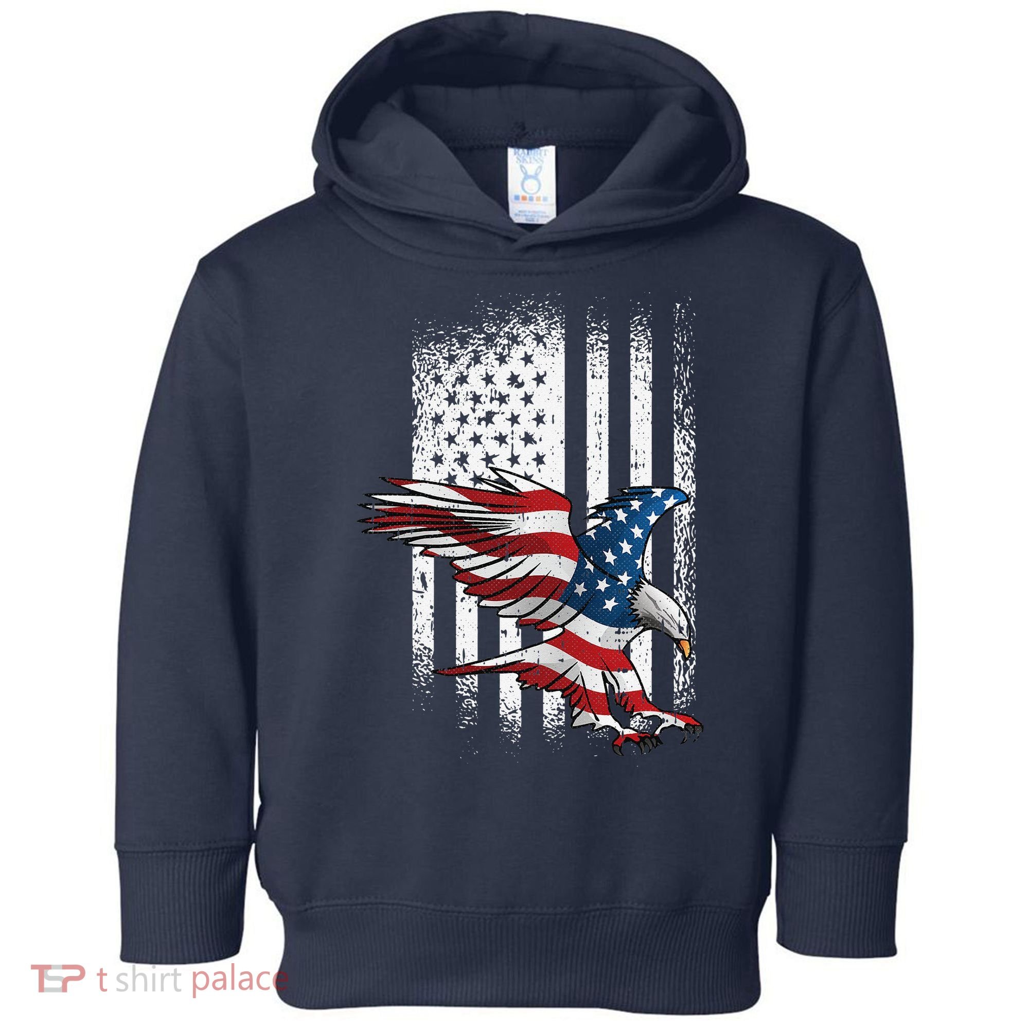 American Flag Eagle 4th Of July Independence Day Patriotic Toddler Hoodie