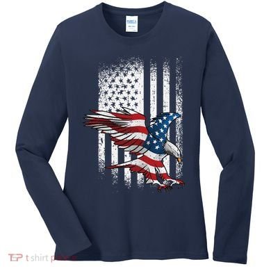 American Flag Eagle 4th Of July Independence Day Patriotic Women's Long Sleeve Shirt