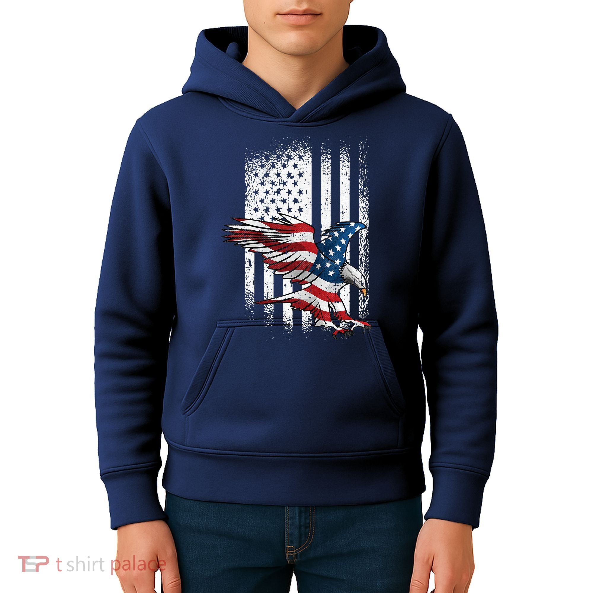 American Flag Eagle 4th Of July Independence Day Patriotic Kids Hoodie