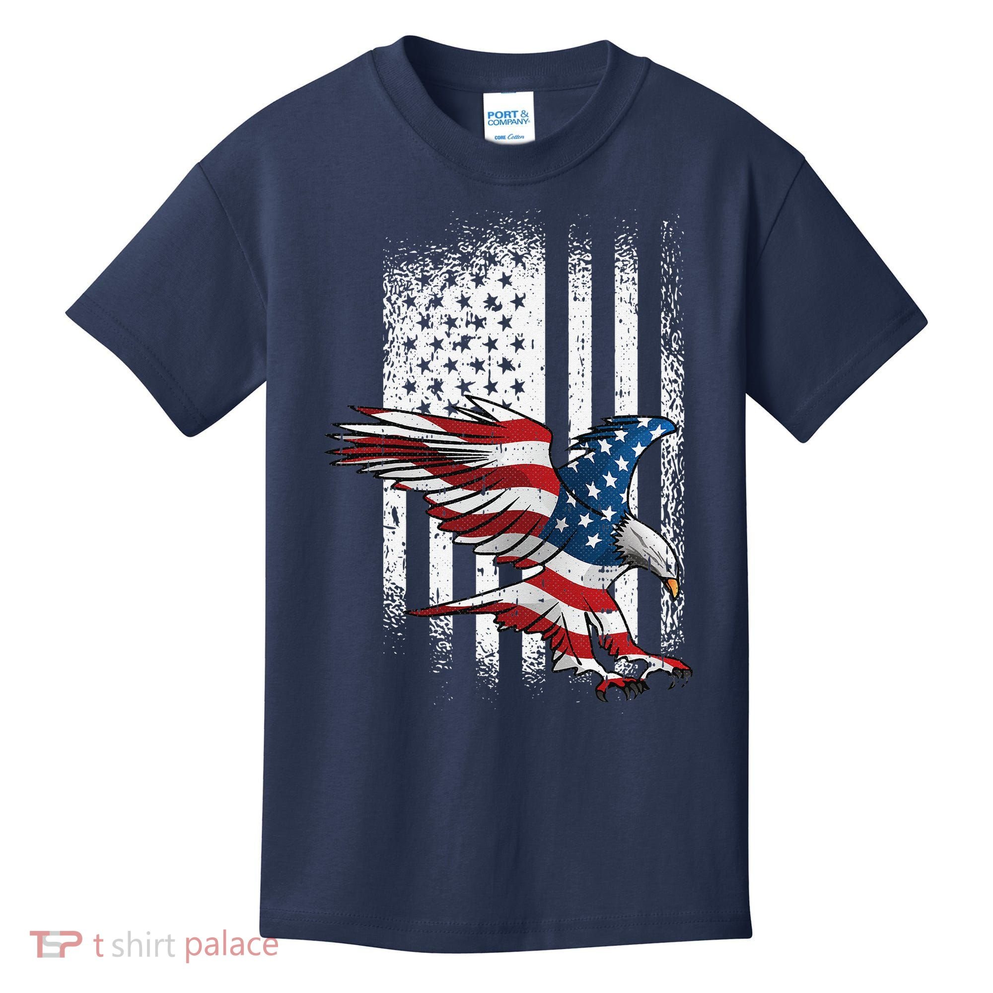 American Flag Eagle 4th Of July Independence Day Patriotic Kids T-Shirt