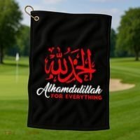 Alhamdulillah For Everything Gold Islamic For Muslim Golf Towel thumb 1