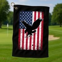 American Flag Eagle Patriotic Usa Great Gift Golf Towel thumb 1