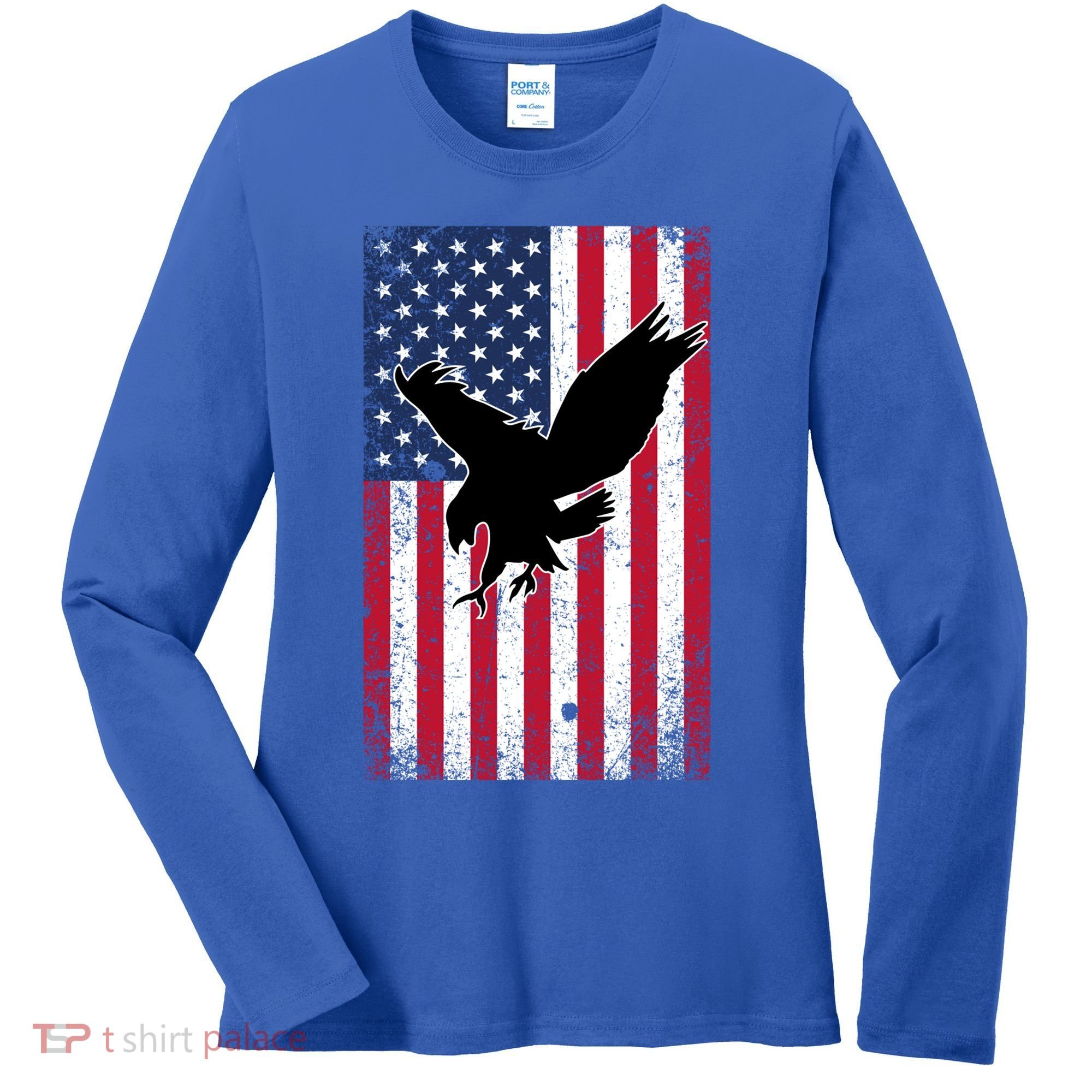 American Flag Eagle Patriotic Usa Great Gift Women's Long Sleeve Shirt
