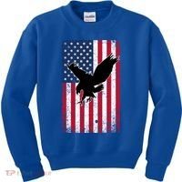 American Flag Eagle Patriotic Usa Great Gift Kids Sweatshirt thumb 0
