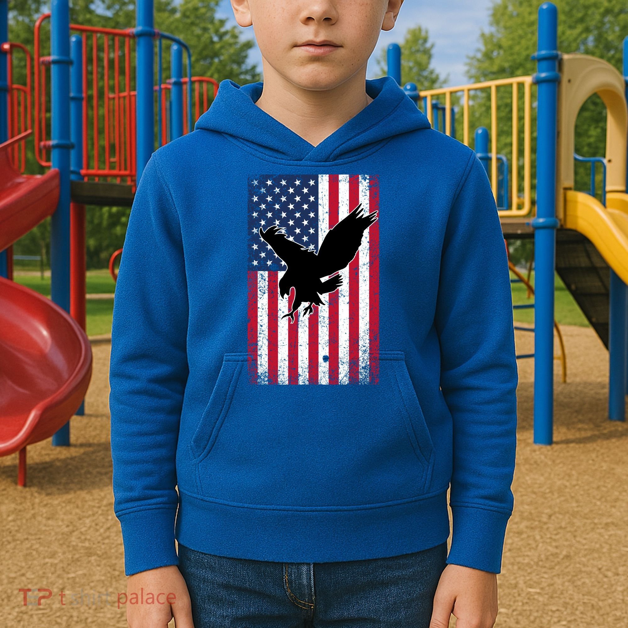 American Flag Eagle Patriotic Usa Great Gift Kids Hoodie